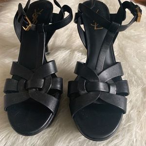 YSL Tribute Black Leather Heel